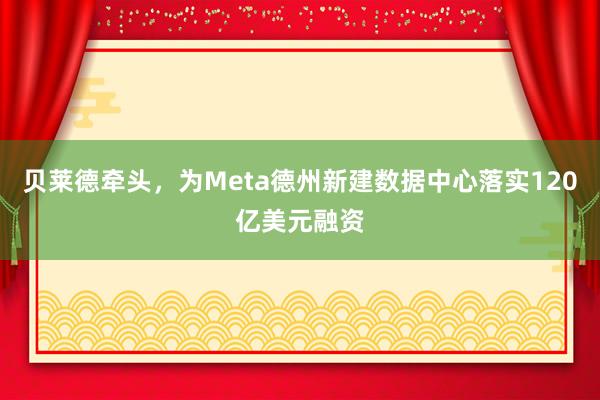 贝莱德牵头，为Meta德州新建数据中心落实120亿美元融资